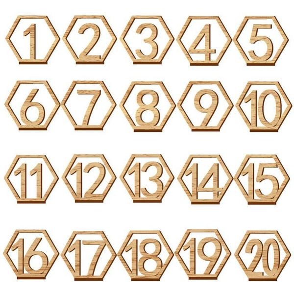 

party decoration 1-20 numbers wood signs wedding hexagon table number wooden rustic engagement seat sign
