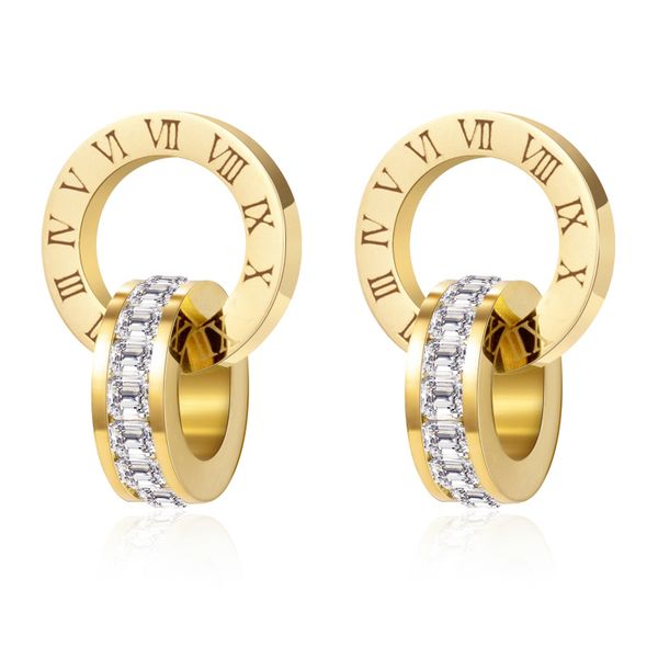 

woman love fashion rose gold stud earrings des boucles for lady women party wedding gift engagement jewelry stone earring luxury, Golden;silver