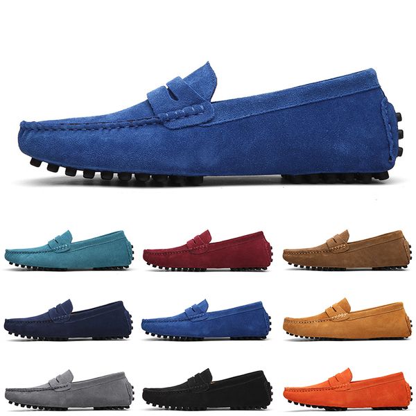 

suede shoes men casual non-brand black dark blue wine red gray orange green brown mens slip on lazy leather shoe473 s