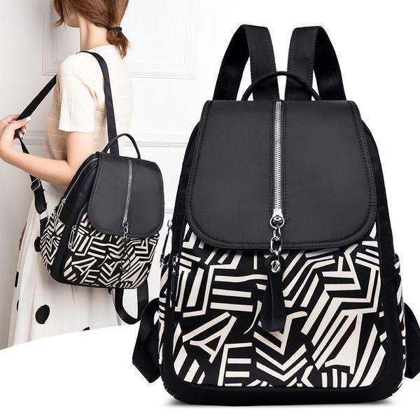 

backpack waterproof oxford for women girls casual black nylon school bags travel tote shoulder bag