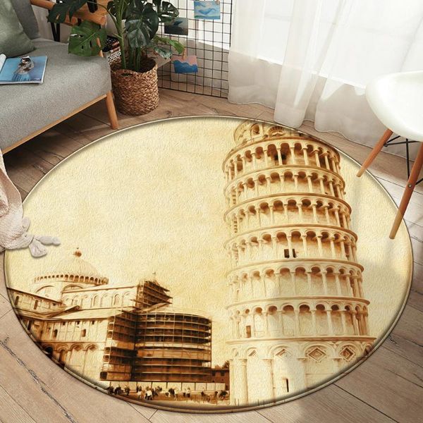 

carpets fashion pattern of tower pisa flannel anti-slip bedroom mat area rug living decor landscape room 3d printed carpet