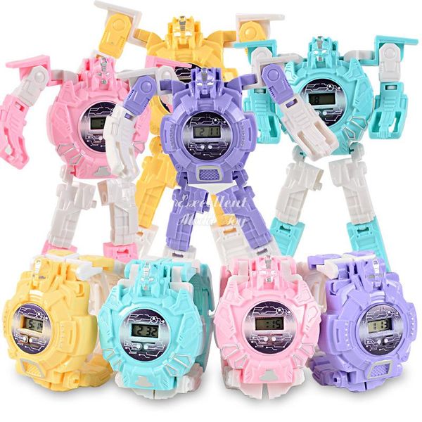 EMT QT5 Kinder Cartoon Transformable Robot Kinderspielzeuguhren Timer, elektronische Armbanduhr, verschiedene Farben, Weihnachtskind-Geburtstagsgeschenk, USEU