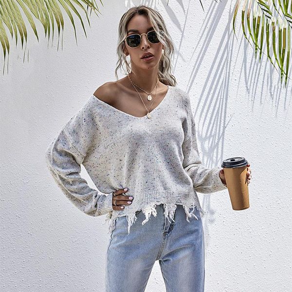 

women's sweaters style long sleeve loose outer knitted sweater amazon cross border wear in autumn and winter 2021, White;black