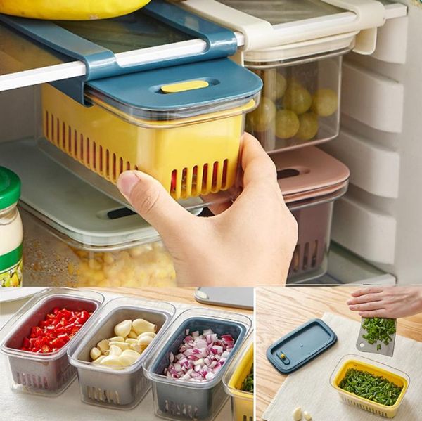 

slide fridge er organizer refrigerator storage box rack shelf drawer organization tray cutlery stationery bottles & jars