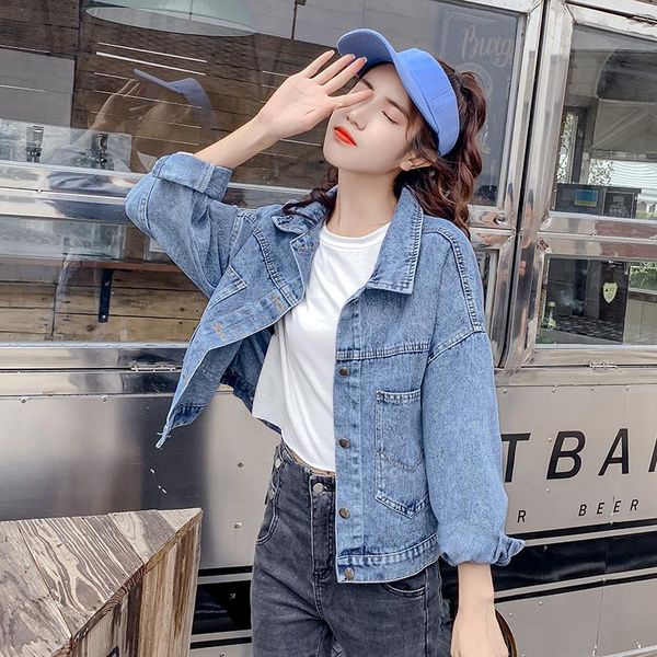 

women's jackets 2021 spring denim jacket plus size alphabet embroidered coats long sleeve casual chic coat women autumn jeans, Black;brown