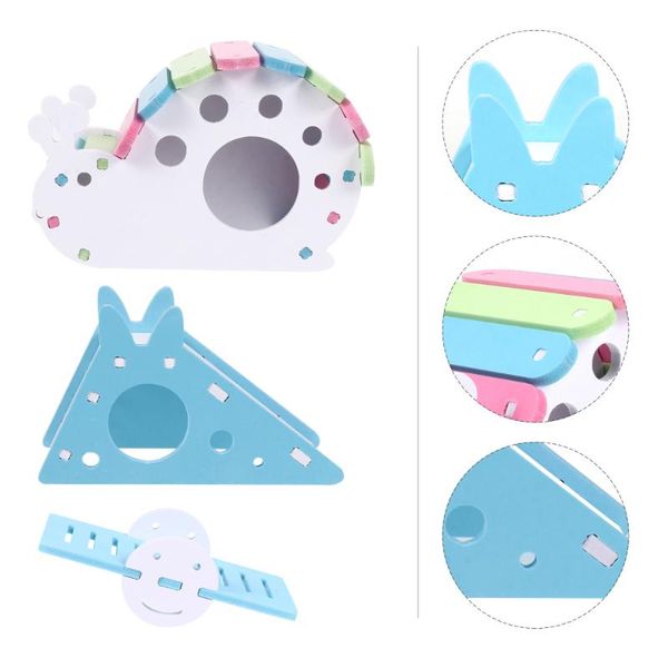 

3pcs hamsters hideout house small animal hut play platform nest seesaw supplies