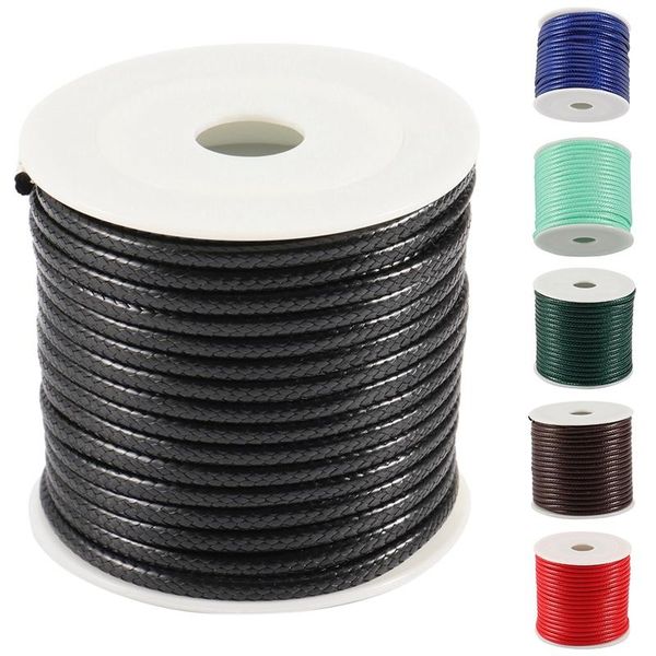 

yarn 12 meters/roll 2.5mm round waxed thread necklace rope leather cord for jewelry making accessories-2pcs, Black;white