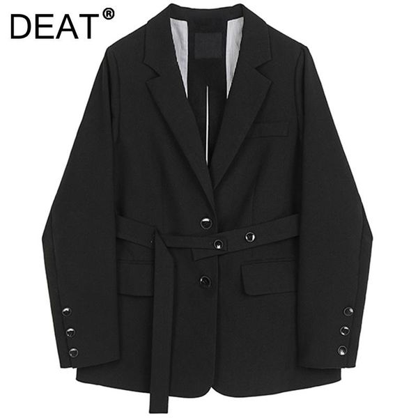 

women's suits & blazers [deat] women blazer turn-down collar long sleeve single-breasted hollow out loose fit coat fashion tide autumn, White;black
