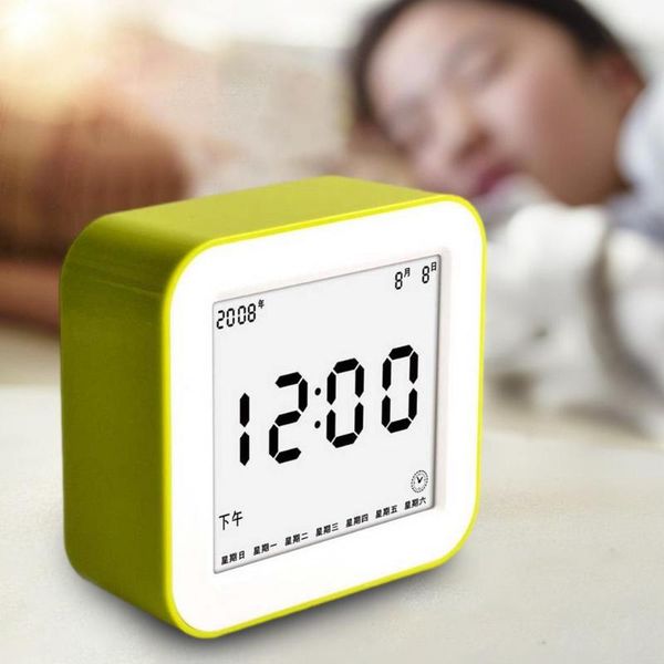 

other clocks & accessories multifunctional alarm clock lcd square smart electronic luminous silent four-sided flip