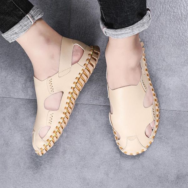 

sandals homme footwear 39 white homens geta size dress hombre masculina summer outdoor shoes genuine comfort slip casual luxury on mens, Black