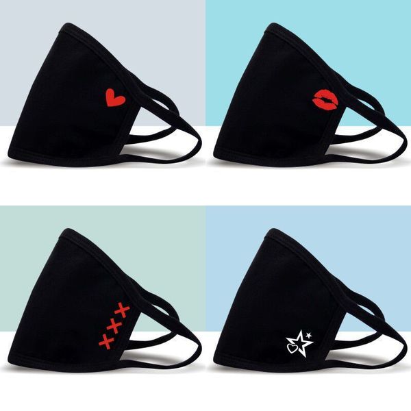 

lips winter love personalized printing riding black cotton mask