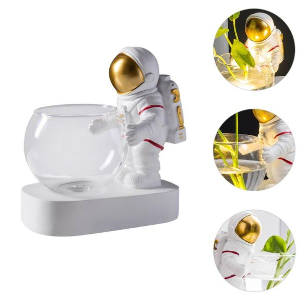 

glass hydroponic container flower planter resin astronaut ornament with light vases