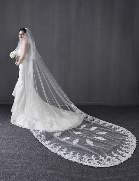 

bridal veils 2 tiers 3 m wedding vintage lace white ivory comb 2021, Black