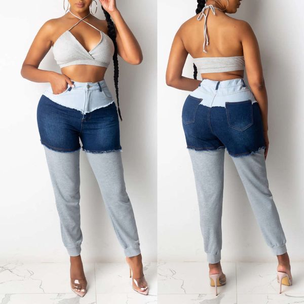 

stitching hip pants autumn and winter, Blue