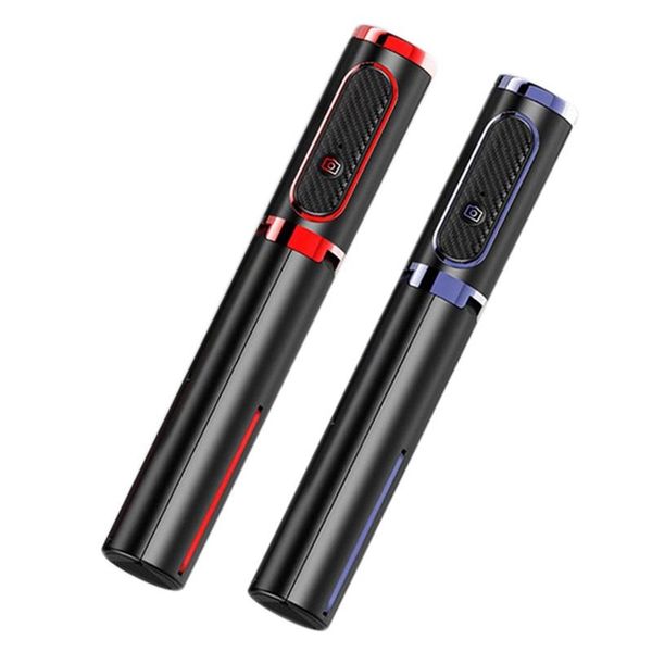 

2set integrated tripod selfie stick bluetooth phone self-timer lever holder for ios android (black red & black) monopods
