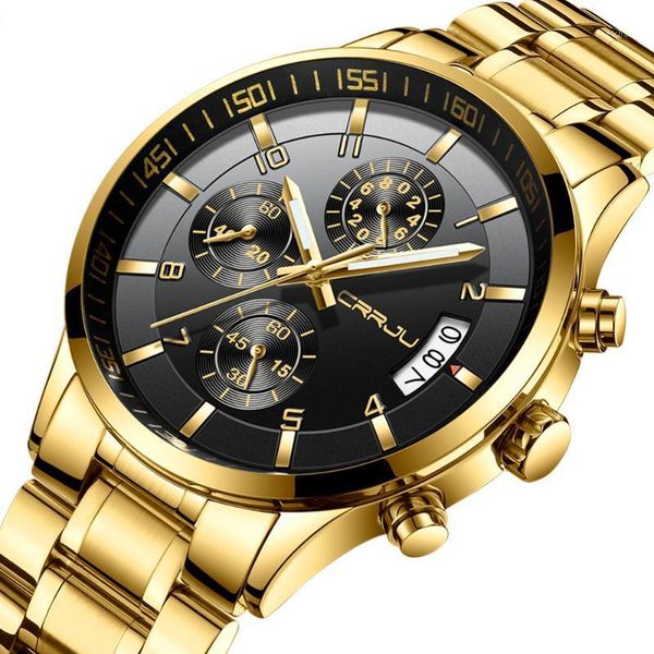 

wristwatches gold men watch 2021 sport style watches mens chronograph quartz wristwatch male waterproof clock relogio masculino, Slivery;brown
