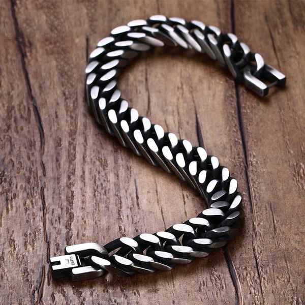 

link, chain vintage bracelets for mens stainless steel hip hop rock bracelet on hand charm black gifts male accessories