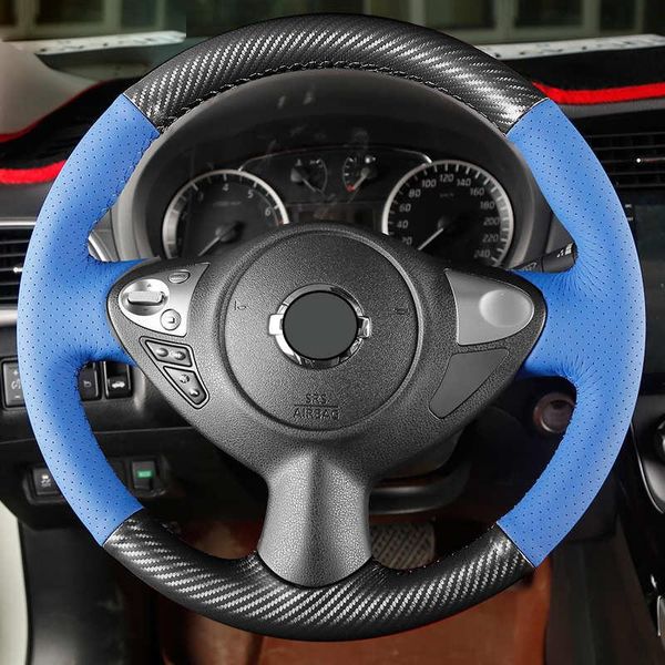

steering wheel covers for infiniti fx fx35 fx37 fx50 juke maxima 2009-2014 sentra pu carbon fiber leather cover auto parts