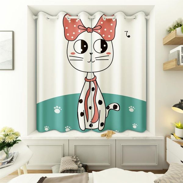 

cartoon pink cat animal series 3d printed curtains for children bedroom washable fabric blackout short curtain living room & drapes