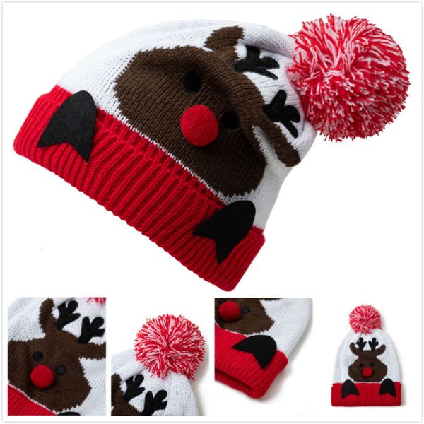 

hat 1-8 years old children's wool ball cute deer knitted wool halloween creative gift, Blue;gray