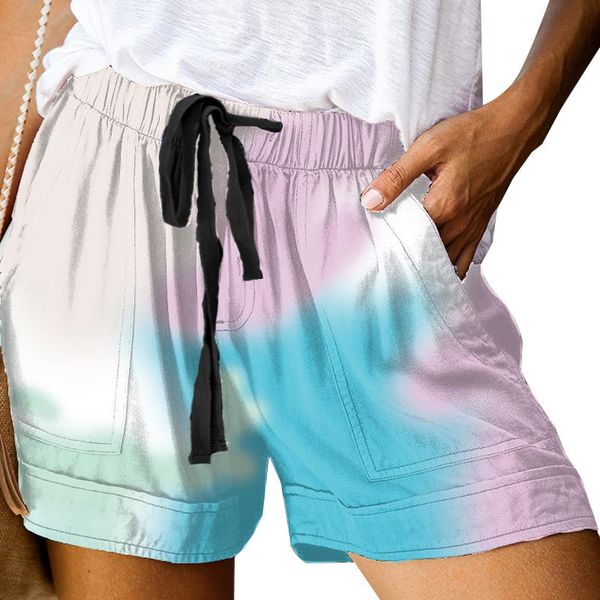 

vicabo high waist shorts drawstring womens summer 2021 tie dye leopard printed camouflage straight women's, White;black