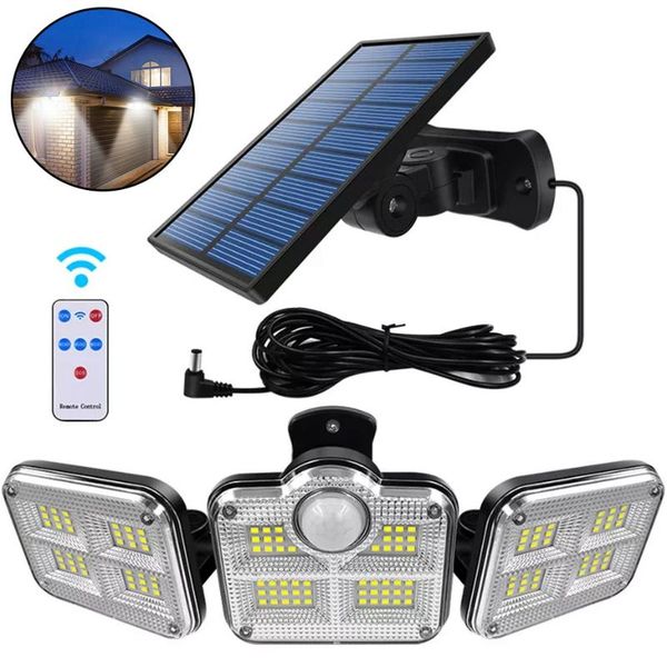

solar lamps 108 122leds 171cob waterproof light outdoor pir motion sensor with remote control adjustable angle wall lamp