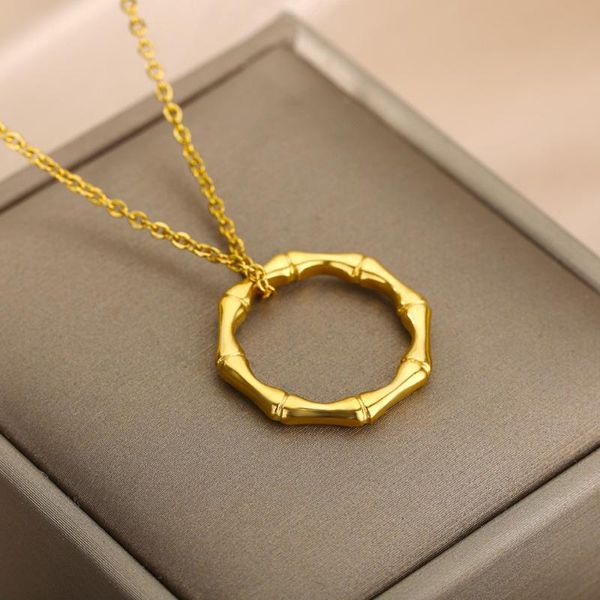 

chains vintage gold bamboo joint shape necklace for women boho sliver color satinless steel choker minimalist jewelry, Silver