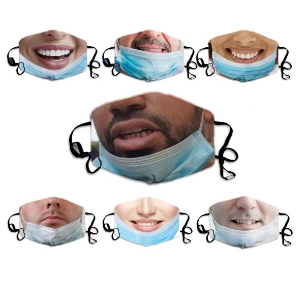 

expression funny with printed ear type dust and haze proof face mask washable