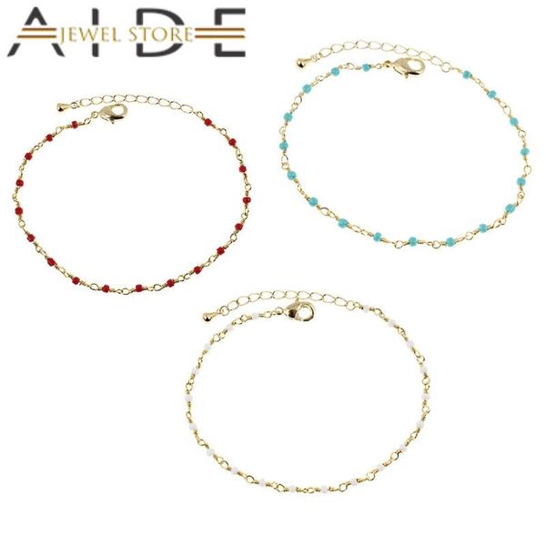 

charm bracelets aide trendy copper chains bohemia summer beach colorful beads adjustable bracelet jewerly for friend birthday gifts, Golden;silver