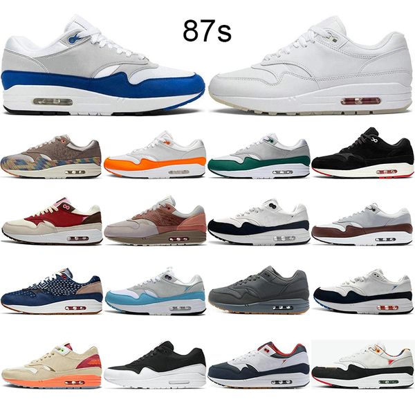 

selling classic 1 one men women 87 running shoes triple black white sports trainers cushion surface breathable 87s mens sport outdoor sneake, White;red