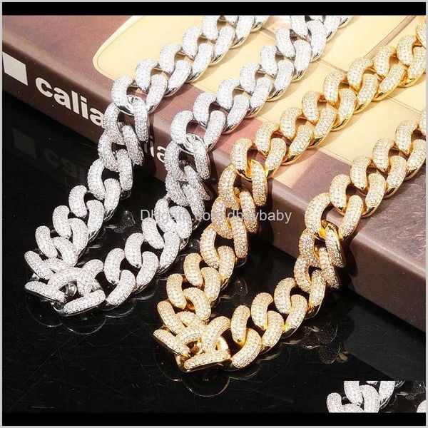 

chains necklaces & pendants drop delivery 2021 luxury men diamond necklace chain big thick iced out cuban link hip hop designer jewelry rapp, Silver