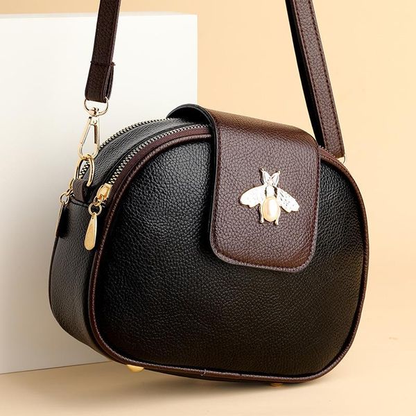

evening bags textured small bag female 2021 korean fashion all-match shoulder messenger soft leather round handbag clutch