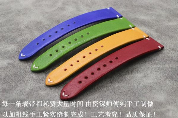 

watch bands handmade band soft leather thin watchbands 18mm 20mm 22mm genuine strap bracelet retro wristband accessories, Black;brown