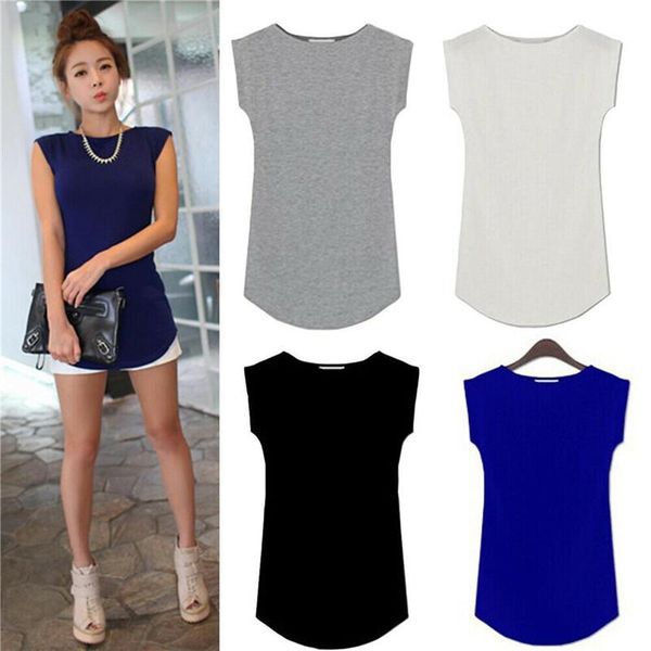 

women's t-shirt summer sleeveless soft basic plain 2021 arrival casual comfortable t shirt, White