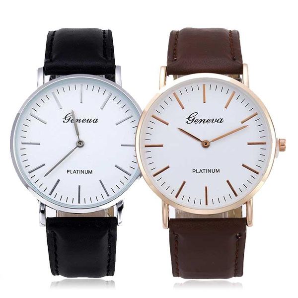 

wristwatches casual fashion suit watch men women leather quartz watches black brown strap business bayan kol saati, Slivery;brown