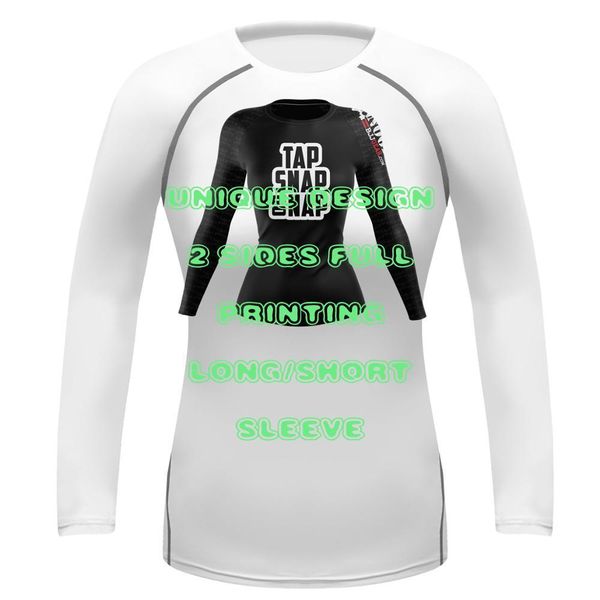 

compression workout girls long full women printing mma bjj gym tee, White