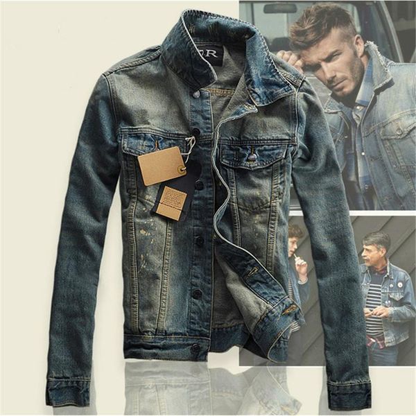 

hi-street men ripped jeans jackets washed patchwork distressed denim man slim fit streetwear hiphop vintage jacket, Black;brown