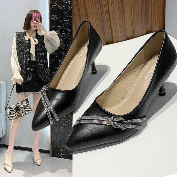 

sandals straps large size slip-on loafers summer women's spring shoes high heels suit female beige shallow mouth stiletto big r dress, Black