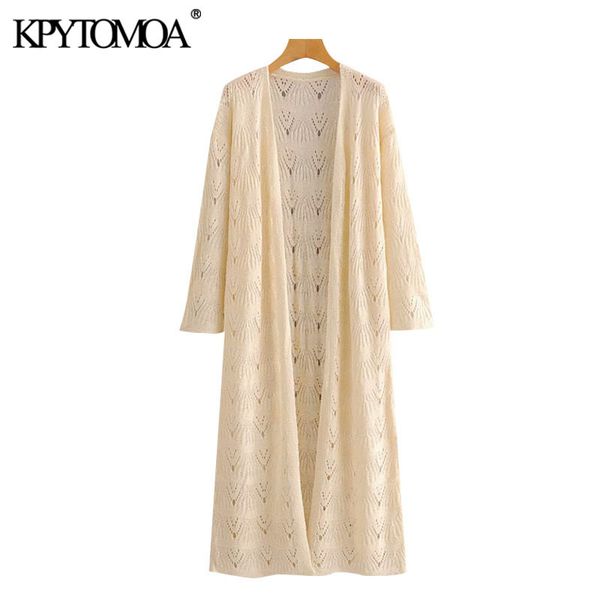 

women fashion hollow out loose knitted cardigan sweater vintage v neck long sleeve female outerwear chic 210416, White;black