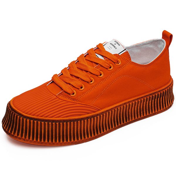 

2021 spring and summer shoes Men's fashion retro canvas shoes campus style solid color flat shoes Canvas Sneakers, Orange