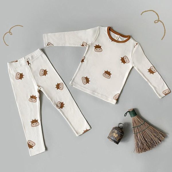 

pajamas born baby clothes suit spring autumn toddler girl boys set cartoon printing cotton long sleeve t-shirt+pants, Blue;red