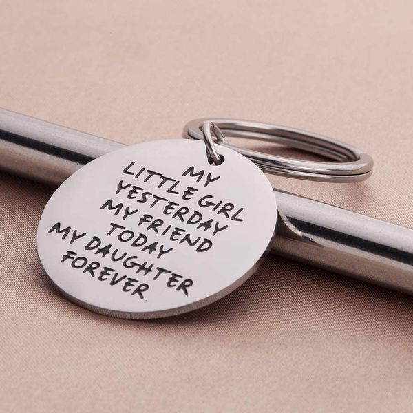 

graduation birthday keychain gifts for daughter women girls from dad mom my little girl yesterday my friend today keyring giftsdio chan cont, Slivery;golden