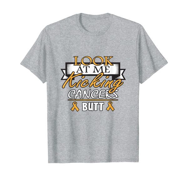 

look at me kicking cancers butt tee survivor men women t-shirt, White;black