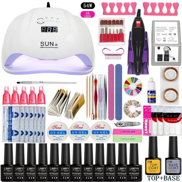 

nail set 54w uv led lamp dryer with gel polish kit soak off manicure polish1