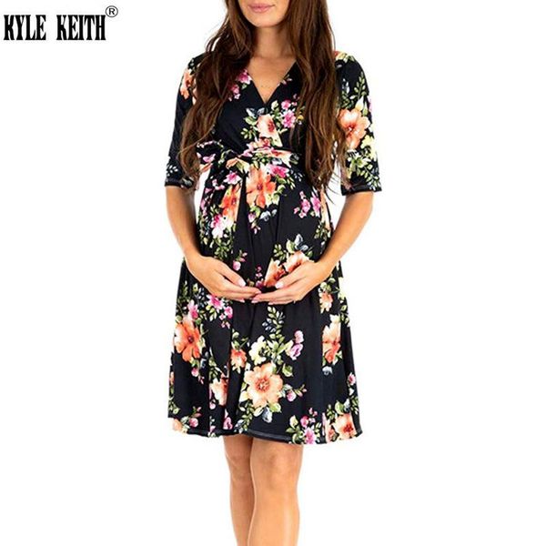 

maternity women knee length wrap dress with belt for baby shower or casual pregnancy wear ropa embarazada dresses, White