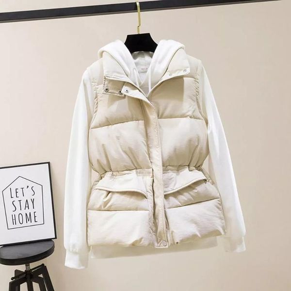 

women's vests autumn vest chalecos para mujer winter women short korean stand collar down cotton waistcoat female, Black;white