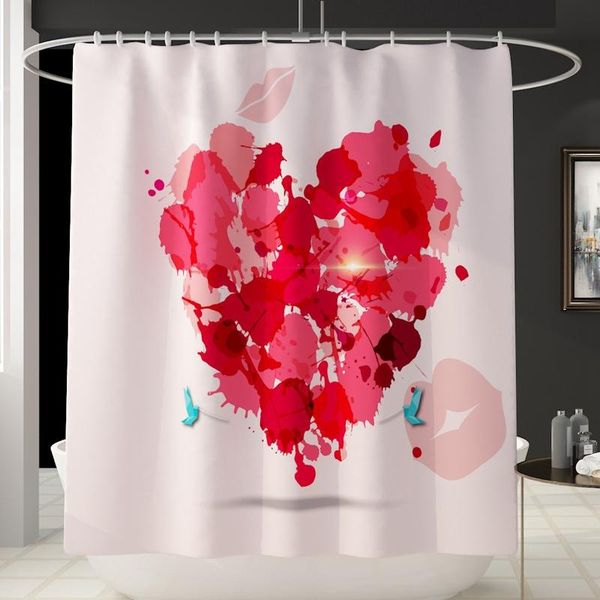

shower curtains love heart waterproof print protect privacy bath curtain for bathroom bathtub bathing cover 180x180cm