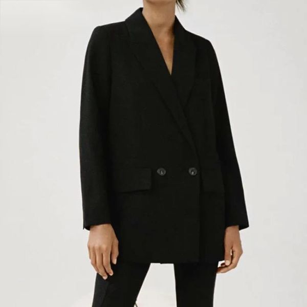 

women's suits & blazers women 2021 fashion office wear one button blazer coat vintage long sleeve pockets female outerwear chic, White;black