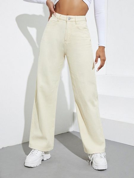 

slant pocket straight leg pants s5zs#, Black;white