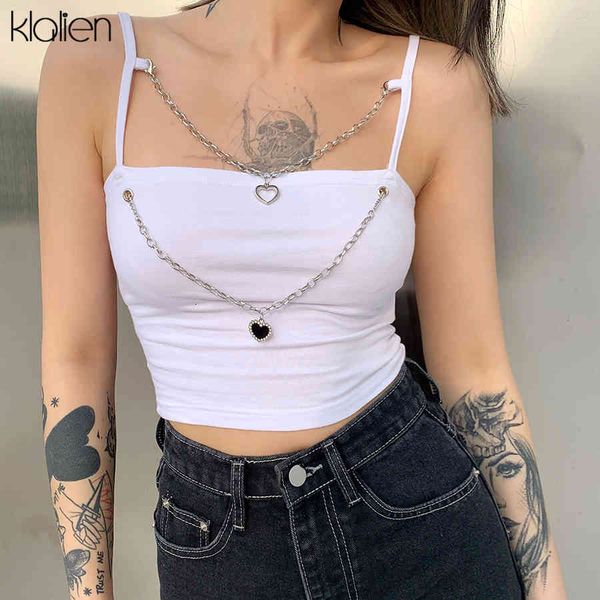 

tanks fashion cute black white solid cotton slim female camisole summer new streetwear wild basic chain crop women